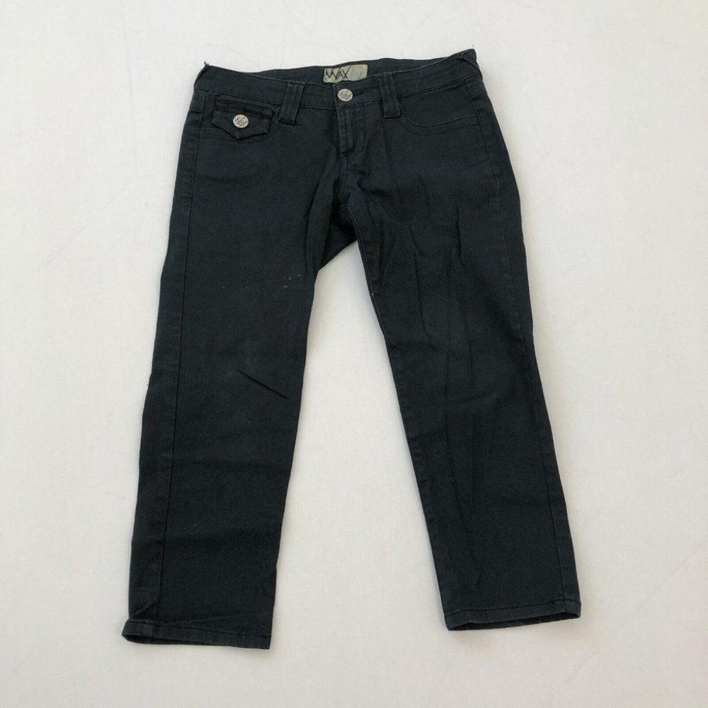 Wax Jeans Women's 3 Black Skinny Cropped Regular Fit Denim Size 3 (28x21)